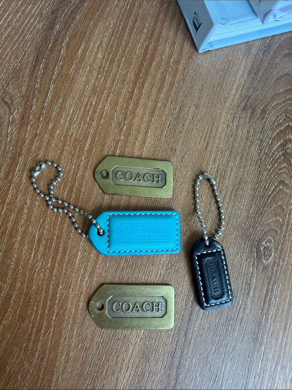 Coach Hang Tag Lot of 4 Leather & Brass Replacement Bag Tags